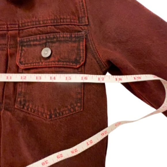🎉PRICE REDUCED🎉 HUDSON Jeans Red Denim Trucker Jacket‎ Sherpa Size XS $295 NWT - Picture 10 of 15